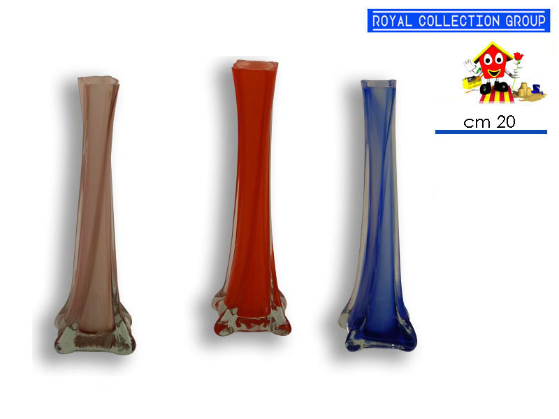 8071 Vaso Spirale Vetro 3 Col Ass Cm20