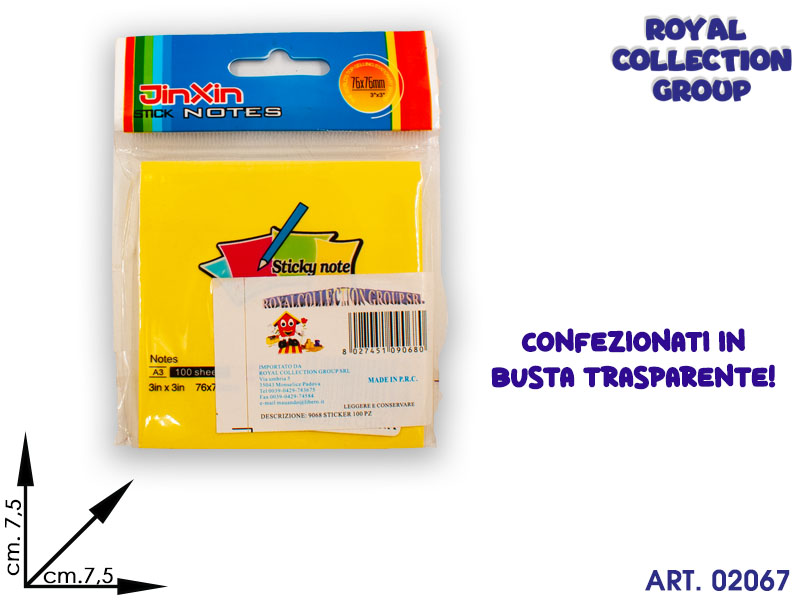 9068 Block Notes Stick (min.12pz) Cm7,5x7,5