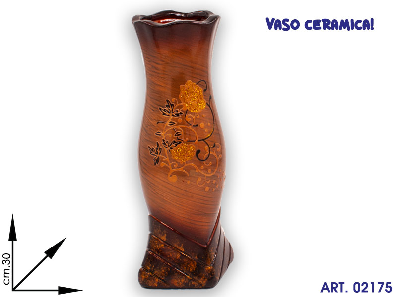 Vaso Ceramica C/disegni Decorati Cm30