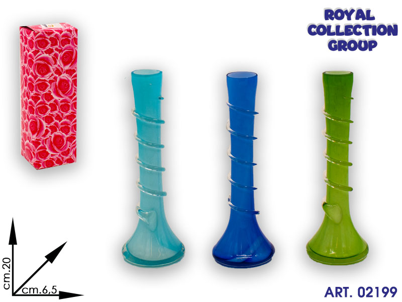 8072 Vaso Vetro Spirale Col Ass Cm20x6,5 70134910
