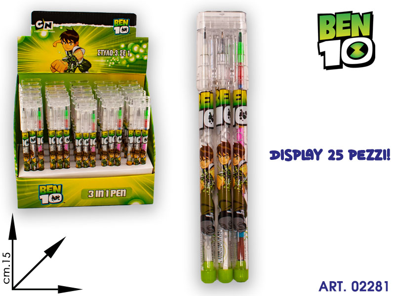 34 31666 Tris Ben 10 Matita/penna/colore Cm15 Display P25