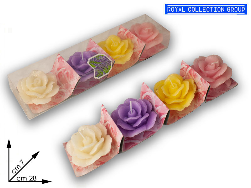 8232 Conf 4 Candele Fiori Profumate Cm28x7