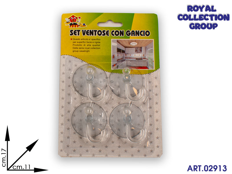 8267 Set 4pz Ventosa C/gancio Min 24 Pz Cm17x11 39241000