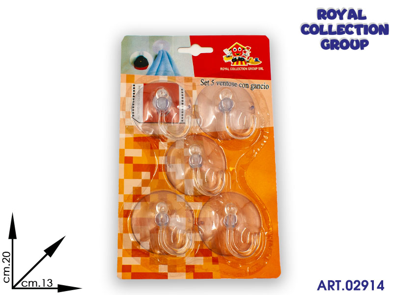 8268 Set 5 Pz Ventosa Grande C/gancio Cm20x13 39241000