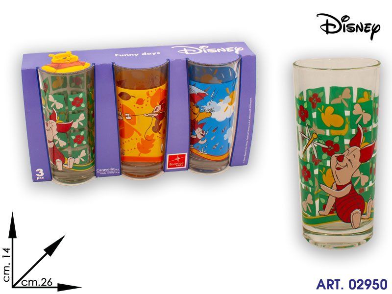 30010032 Set 3 Bicchieri Pooh Bibita Cm26x14