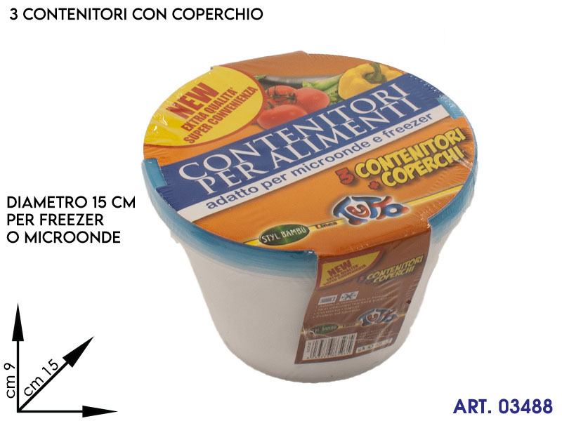 Pl67 Contenitori Plast Rotondi 3pz Cm15x9 39241000