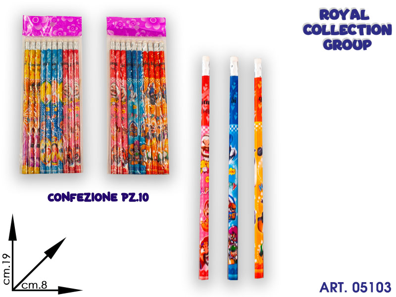 K138 Set Matite C/gomma Pz10 Cm19