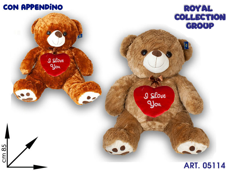 A1 17656 75p Orso Marrone Morbidoso Occhioni  Cm 85 C/cuore