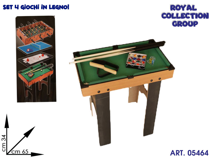K055795 Set 4 Giochi In 1 Legno Cm65x34x60
