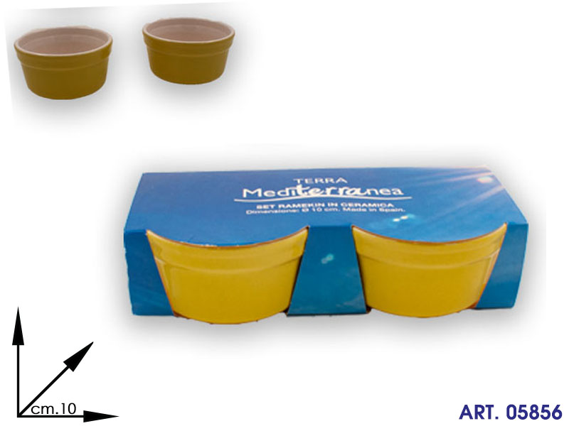 Set 2pz Ramekin Giallo- Verde Ceram Cm10 (microonde/freezer)