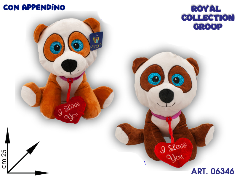 C5 17304 25 Cane Peluche Occhioni Cm 25 C/cuore
