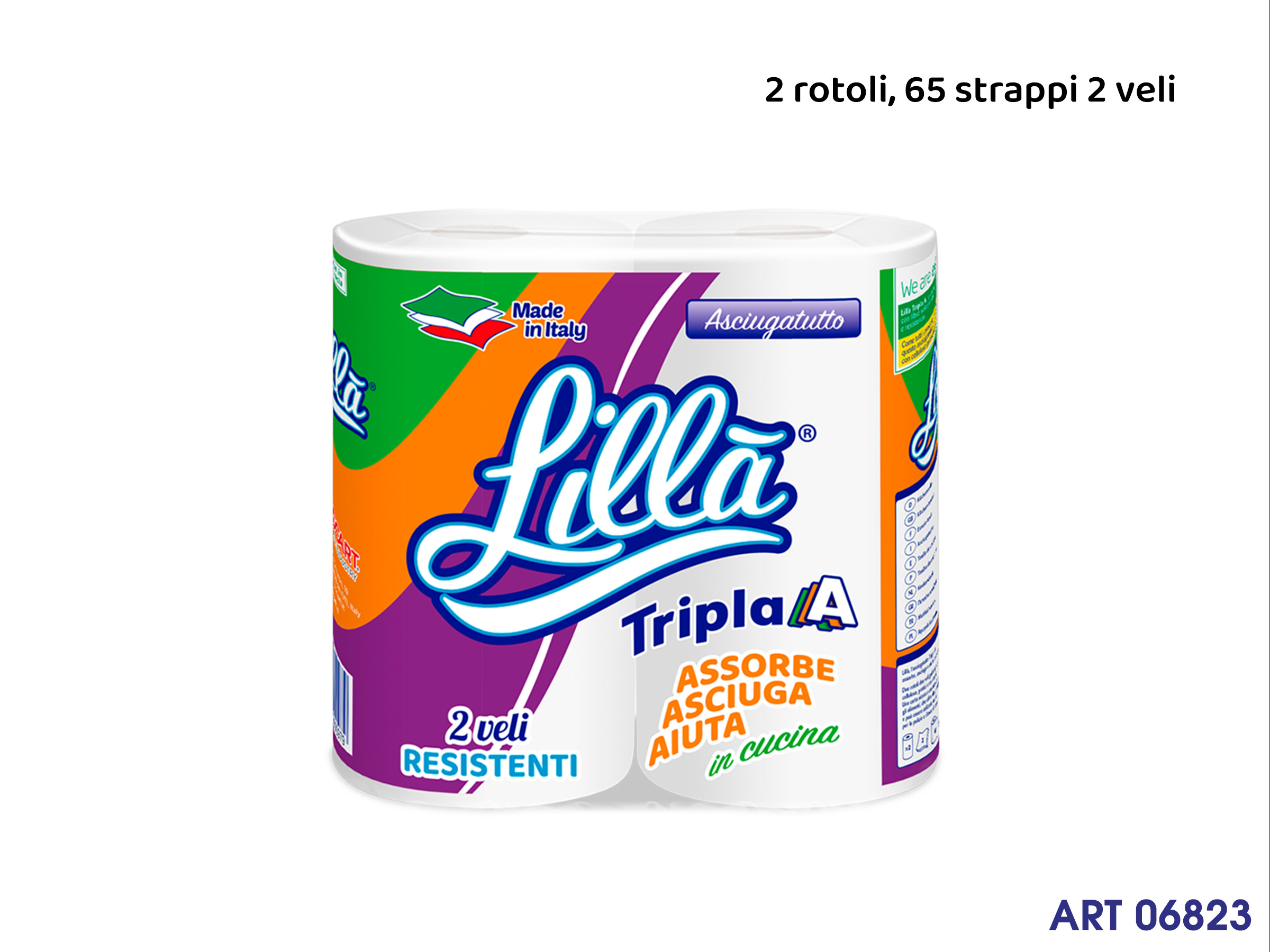 Asc2r65/01 Asciugatutto Lilla' Tripla A  2 Veli 2 Rotoli