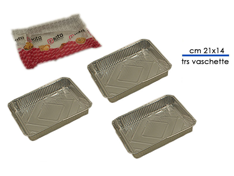 R1g/p3  Vaschette Alluminio 2 Porz S/c 3 Pezzi Cm 21x14