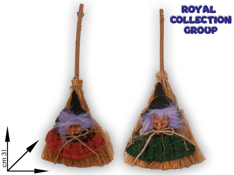 Kt190733 Scopa Befana Col Ass  Deco  Cm  31