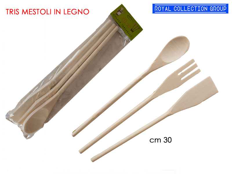 K181127 Set 3 Mestoli In Legno  Cm 30