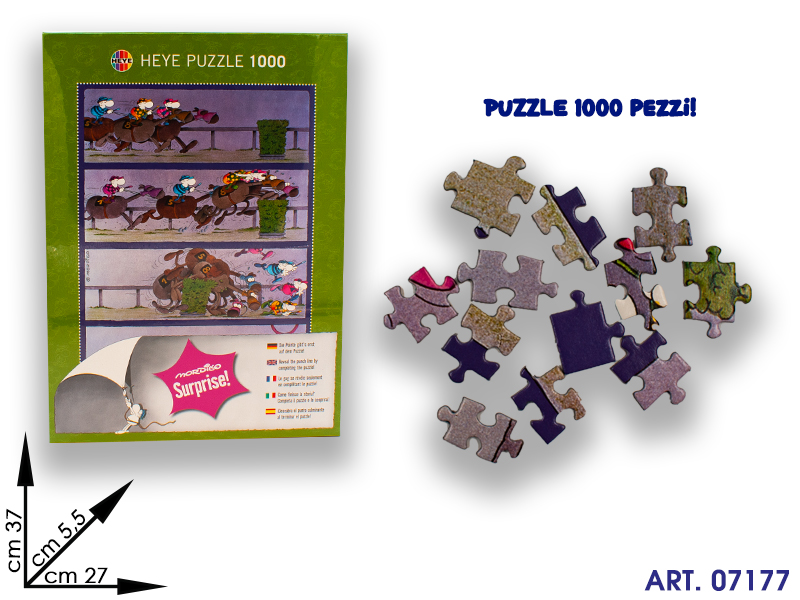 He 29173 Puzzle Mordillo Corsa Cavalli 1000pz Cm 37x27