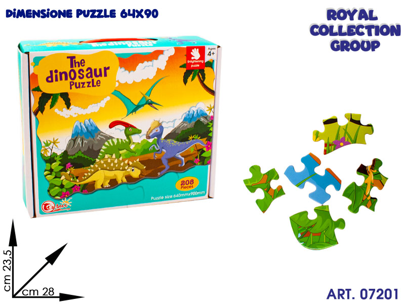 K0011243 Puzzle Dinosaur 208 Pz  Cm 28x23.5