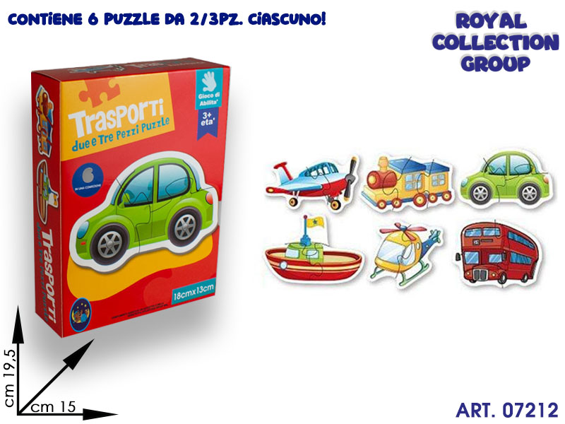 K0011229 Puzzle Trasporti 6 Ass  Cm 19.5x15