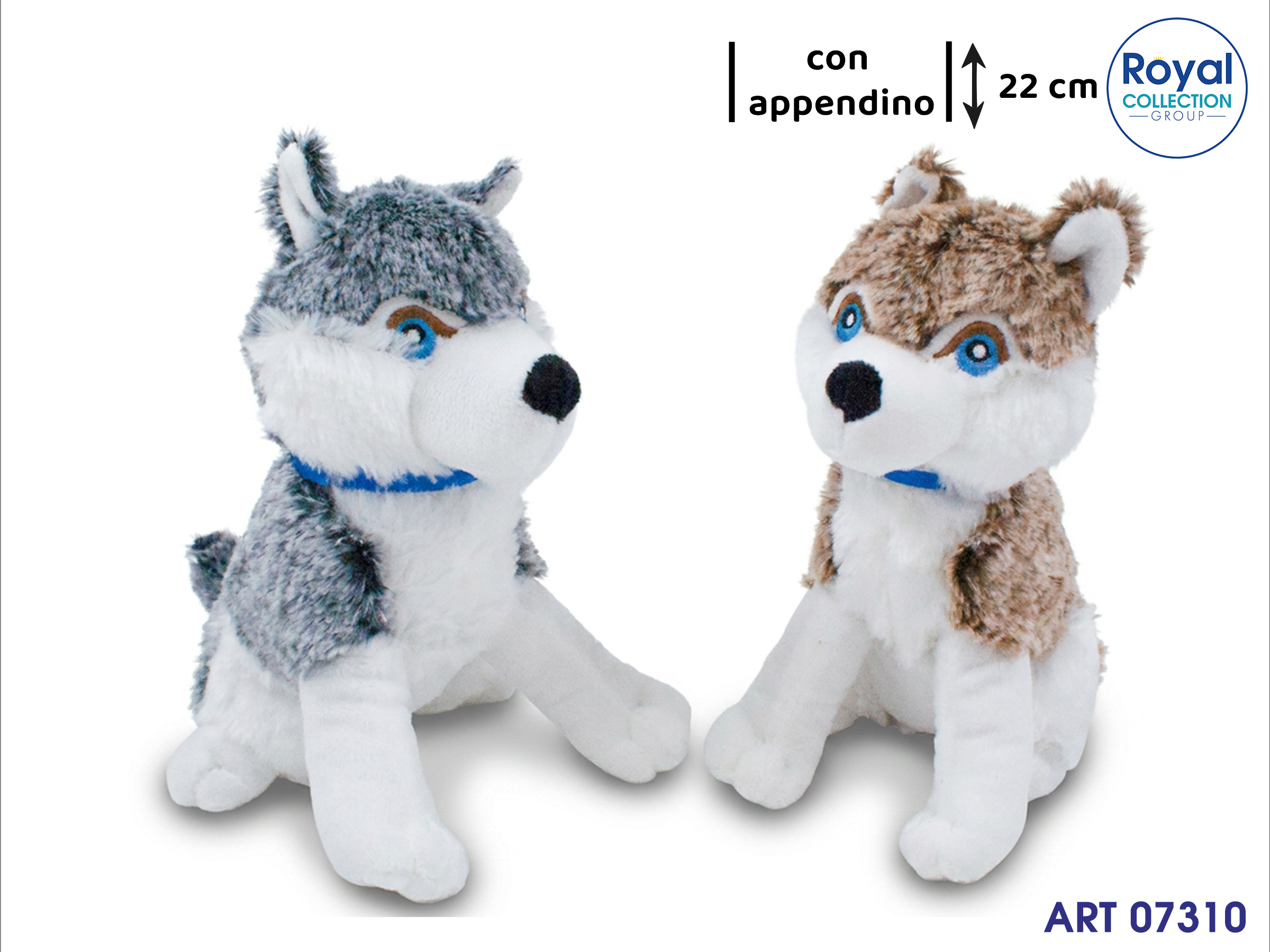 A1 16477 2 - 07310 Husky Peluche In Piedi  2 Col  Cm 22