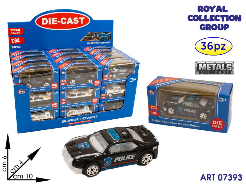 K085552 Die Cast Police Ass Display 36 Pz Cm 10.5