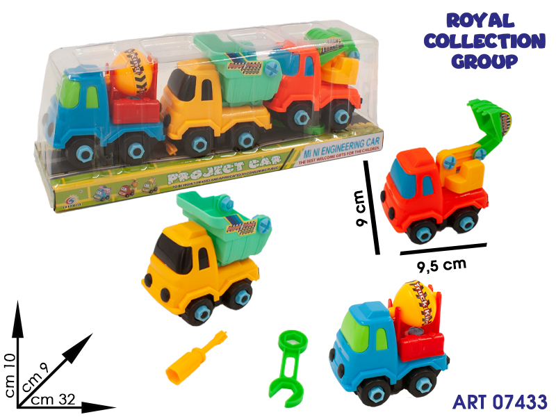K2800290 Set 3 Veicoli Lavoro Smontabili Cm 32x10