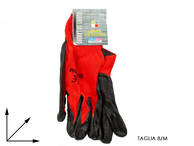 21631  Guanti Da Lavoro Rosso Nero Tg M