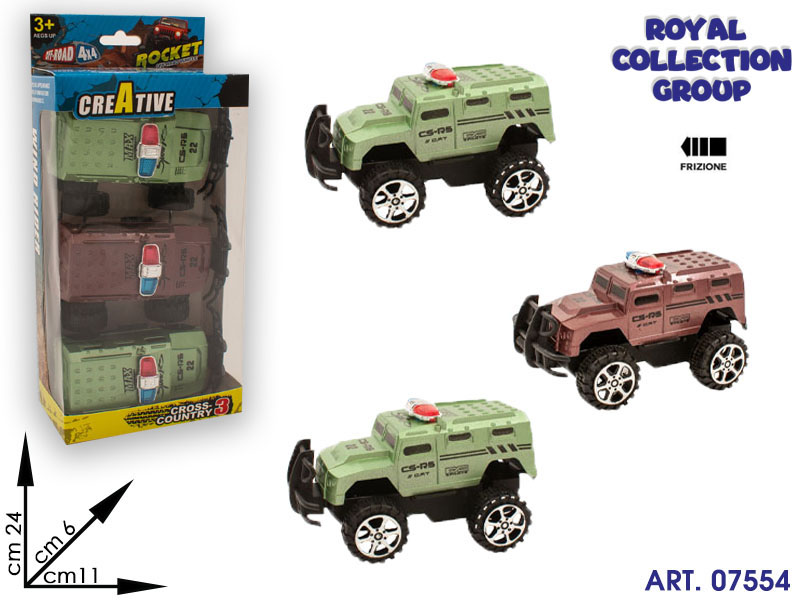 K1804490 Set 3 Jeep Creative Police Friz  Cm 24x11