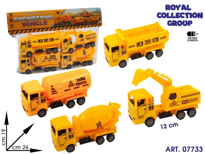 K1702384 Busta Set 5 Mezzi Lavoro Retrocarica  Cm 26x19