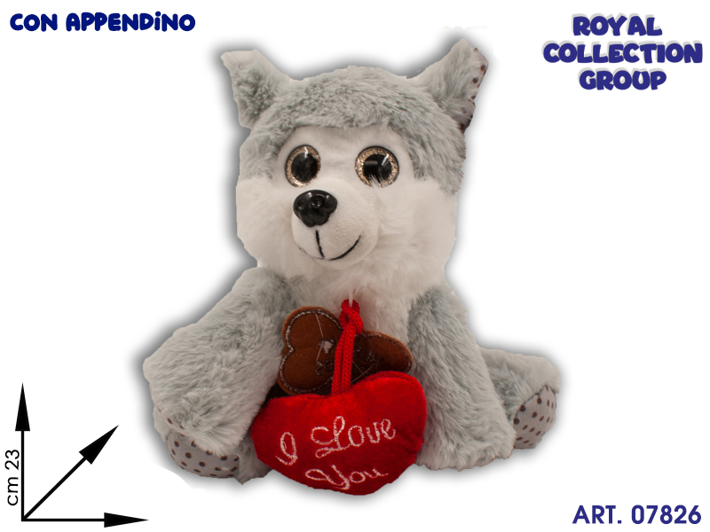 Pl2805 Cane Grigio Occhioni Best Friend C/cuore  Cm 23