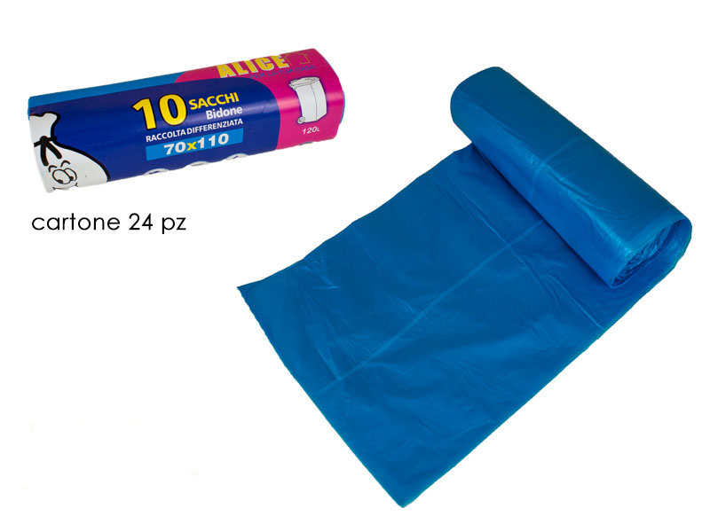 Rotolo Pattumiera Azzurro Cm 110x70 Pz 10