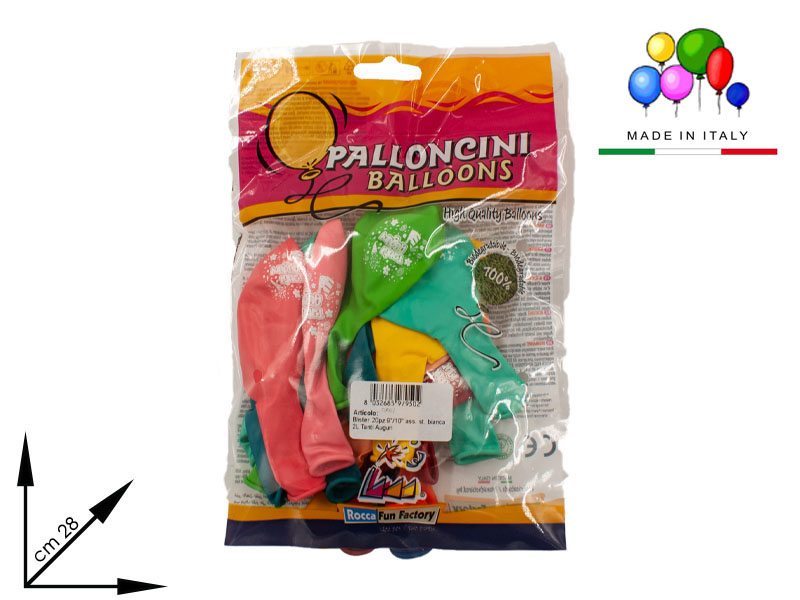 79502 Blister 20pz 9''/10'' Cm 28 Ass St Bianca Tanti Auguri