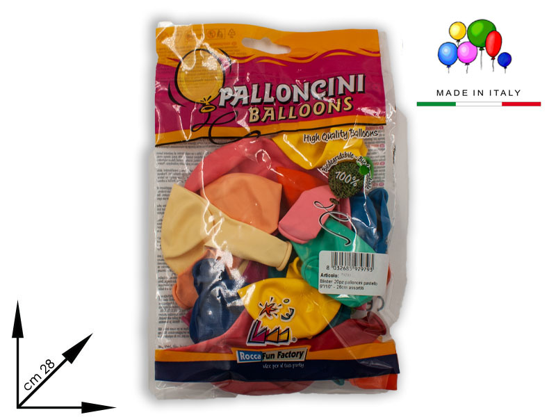 79793 Blister 20pz Palloncini Cm 28 Pastello (min12pz)