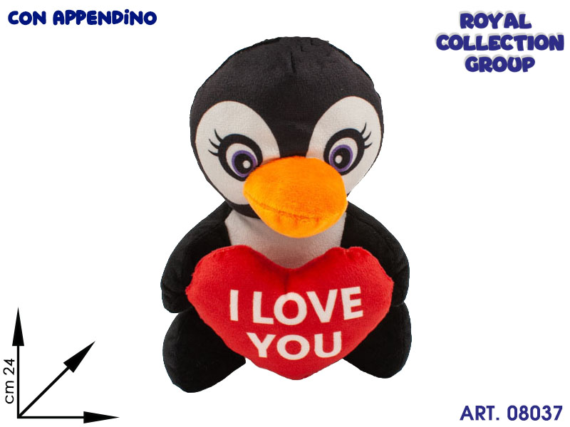 69616-wh23  Pinguino Peluche I Love You  Cm 24
