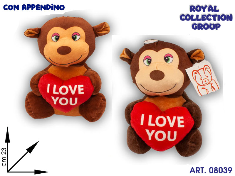 69640-1 Wh23  Gorilla  Peluche C/cuore  Cm 23