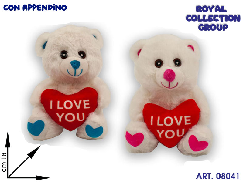 Pl2854-1 Orso Bianco I Love You Peluche Ass Cm 18