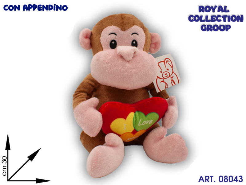 Pl2855 2h Gorilla C/cuore Peluche Cm 30