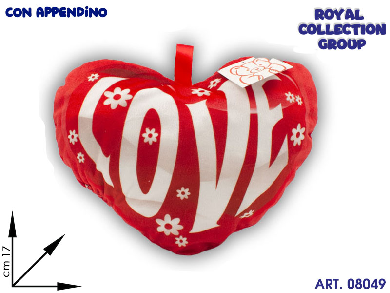 Pl2863 2 Cuore Peluche Rosso Love  Cm 17