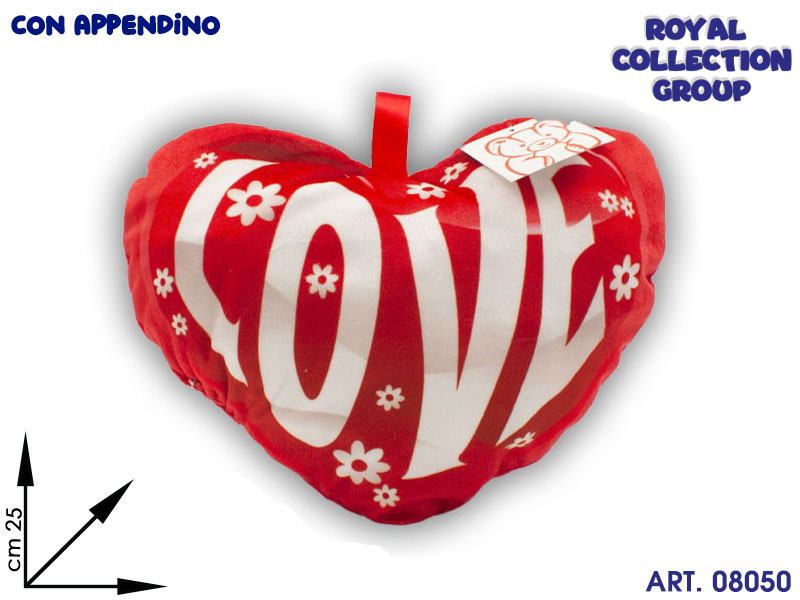 Pl2863 3 Cuore Peluche Rosso Love  Cm 25