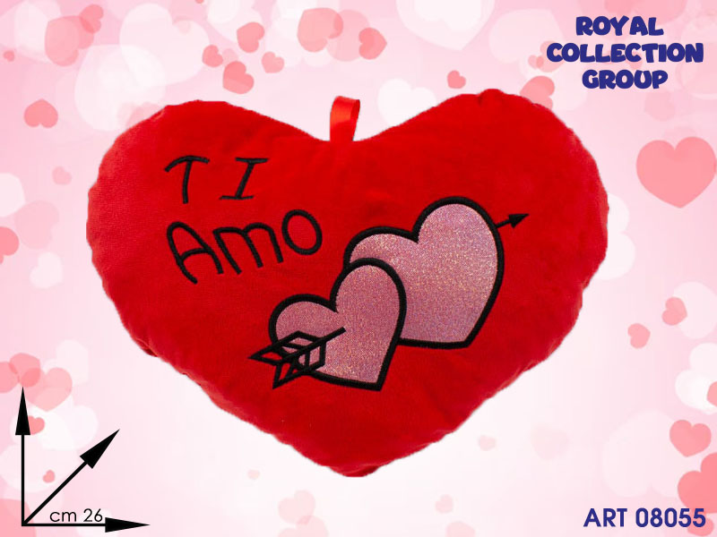 Pl2860 2 Cuore Peluche Rosso Ti Amo Cm 26