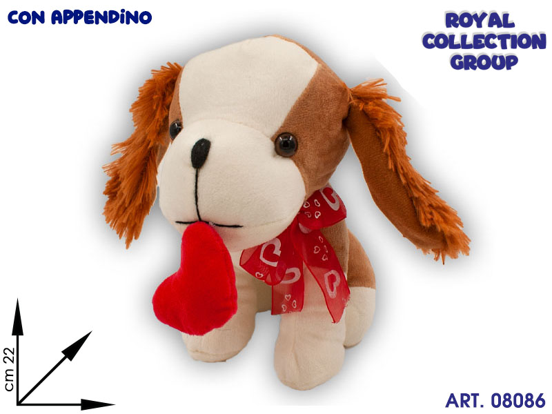 A1 13496 2  Cane Peluche C/cuoricino  Cm 22