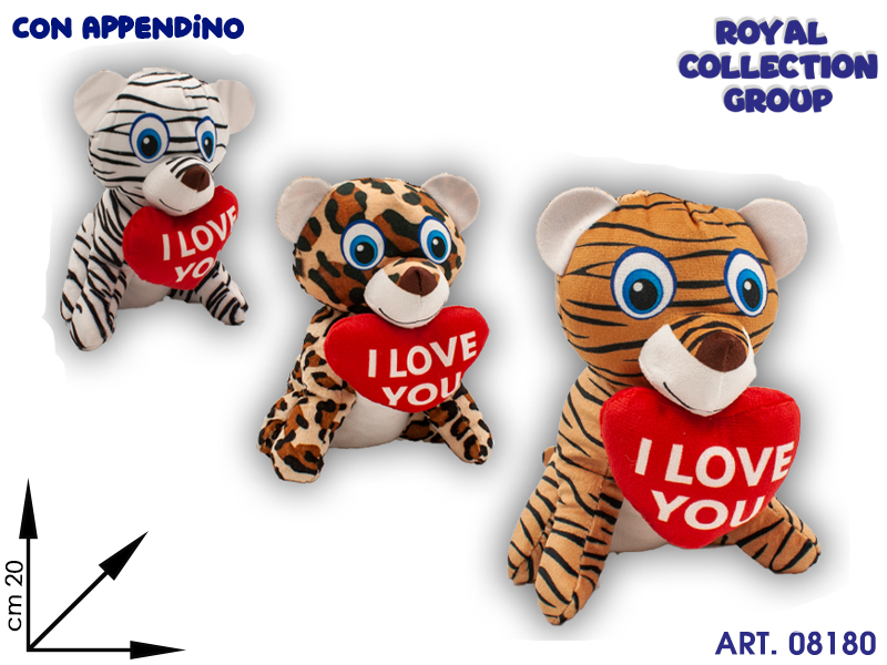 69526 Wh20 Savana 3 Peluche Ass C/cuore Cm 20