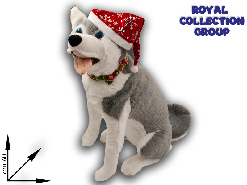 A1 16537p  Husky Peluche In Piedi  Cm 60 Natale