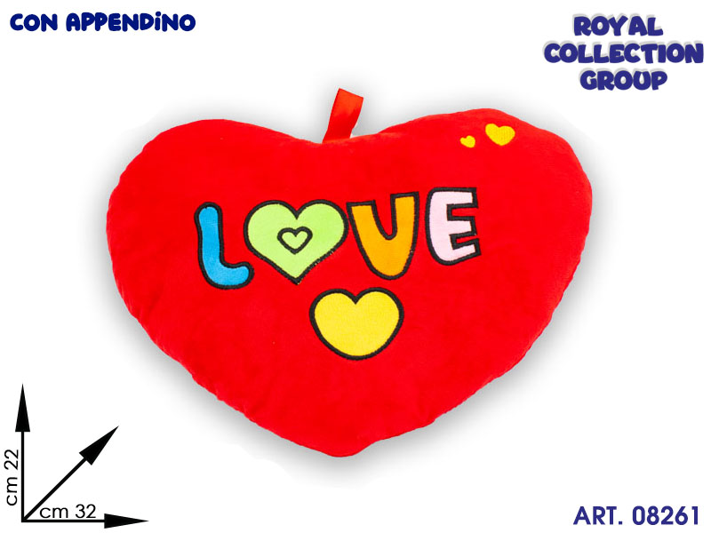 Pl2864 3 Cuore Peluche Love  Cm 32x22