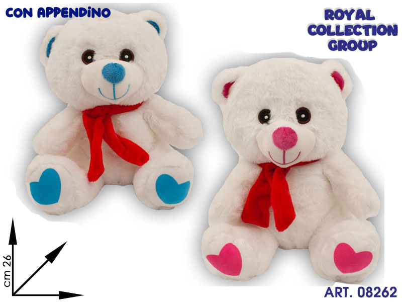 Pl2854 2 Orso Rosa/azzurro C/sciarpa Cm 26