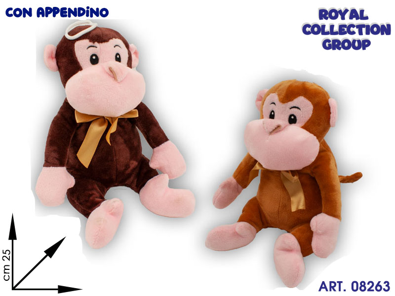 Pl2855 1b Gorilla Peluche Fiocco 2 Ass Cm 25