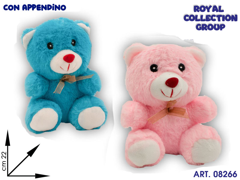 Pl2851a Orso Rosa / Azzurro Peluche 2 Ass  Cm 22