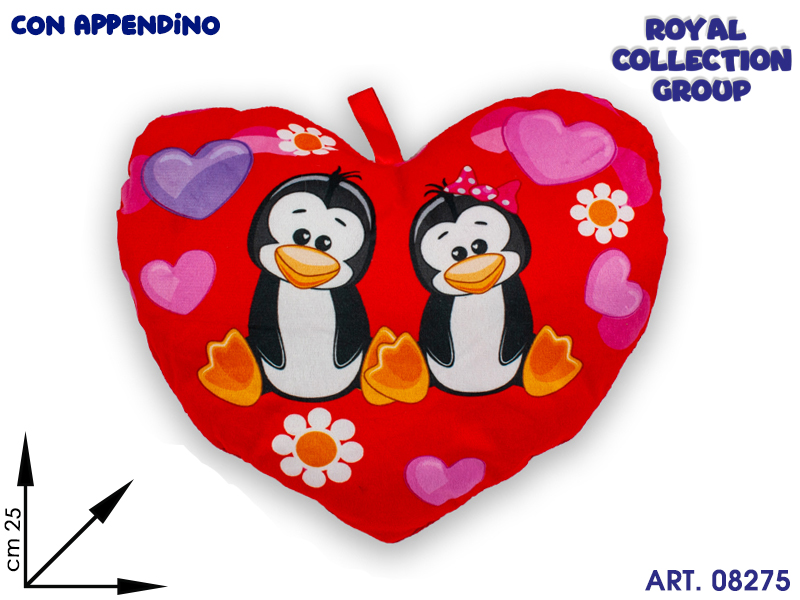 Pl2862 3 Cuore Pinguini Innamorati Peluche Cm 25