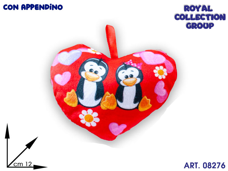 Pl2862 1 Cuore Pinguini Innamorati Peluche Cm 12