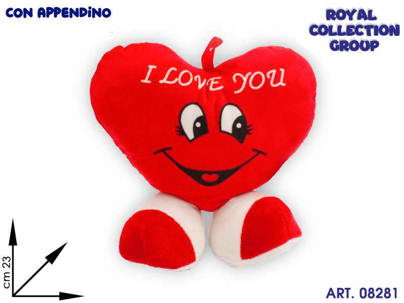 Pl2876 2 Cuore Peluche Sorriso I Love You Cm 23