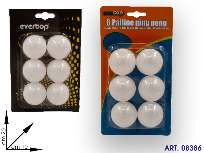 99029 Blister 6 Palline Ping Pong  Cm 20 X 10.5